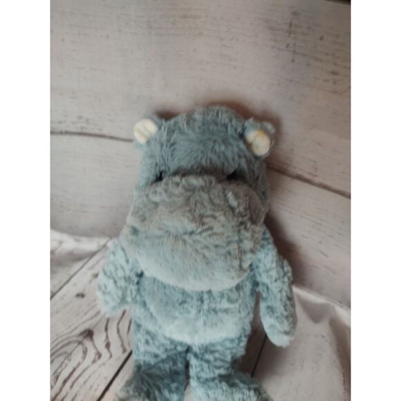 Cloud B Light Blue Hippo Plush Stars on Feet Baby Toy Lovey Sewn Eyes 13" - Picture 3 of 7